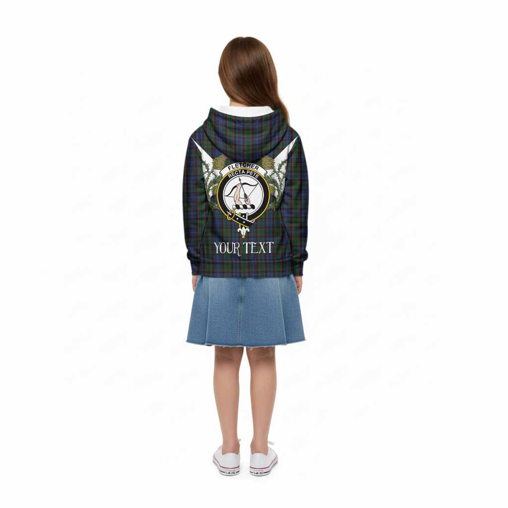 Fletcher Tartan Family Crest Kid Hoodie Scottish Burns Night Thistle Floral