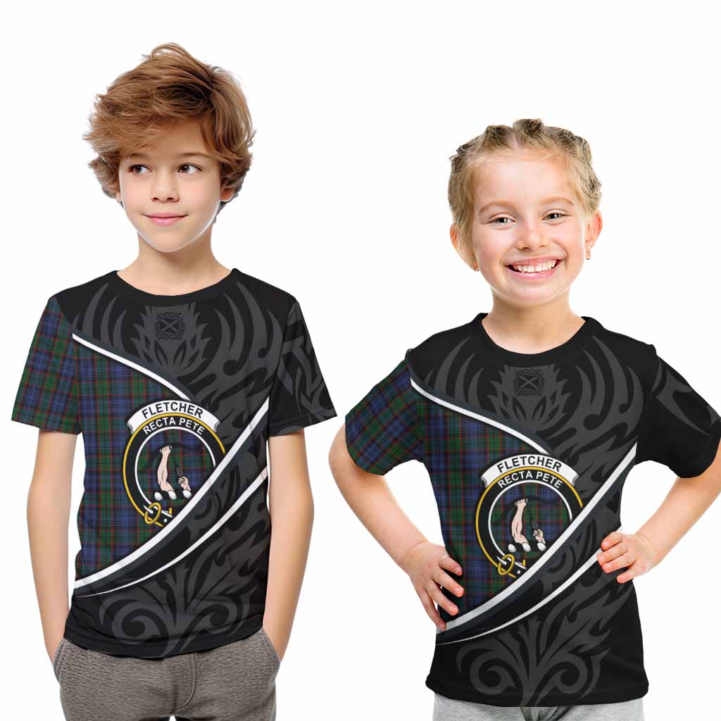Fletcher Tartan Family Crest Kid T-shirt Celtic Scottish Thistle Floral - Tartan Vibes Clothing