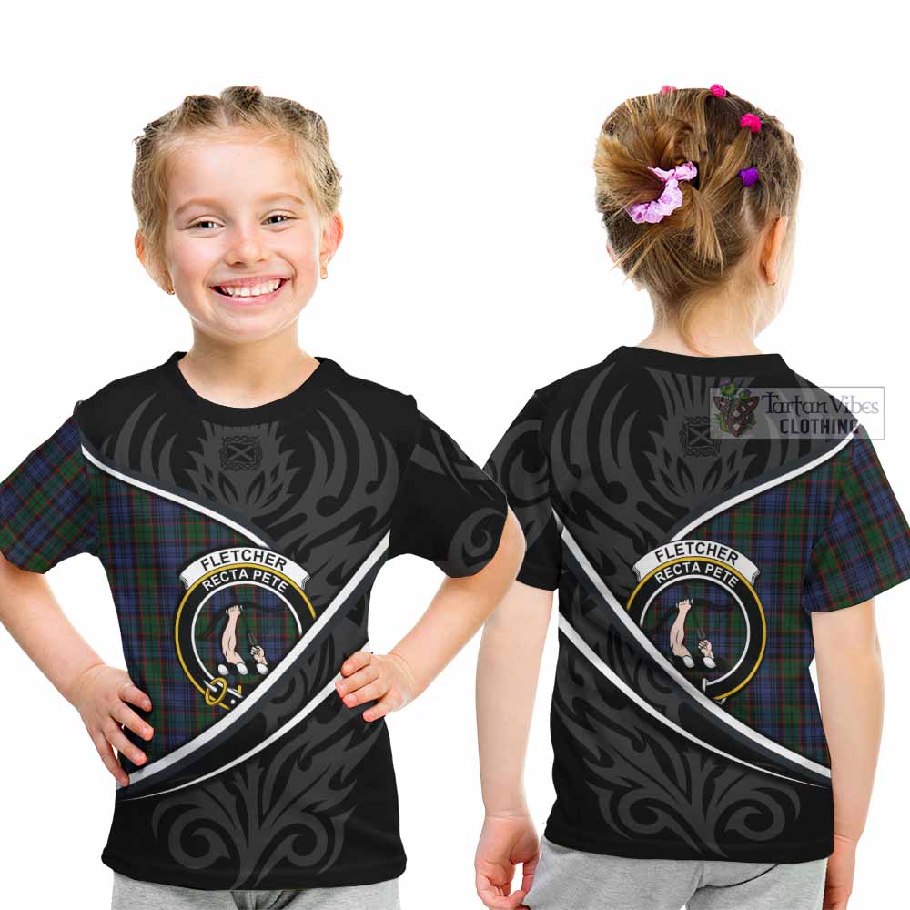 Fletcher Tartan Family Crest Kid T-shirt Celtic Scottish Thistle Floral - Tartan Vibes Clothing