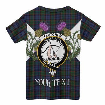 Fletcher Tartan Family Crest Kid T-shirt Scottish Burns Night Thistle Floral