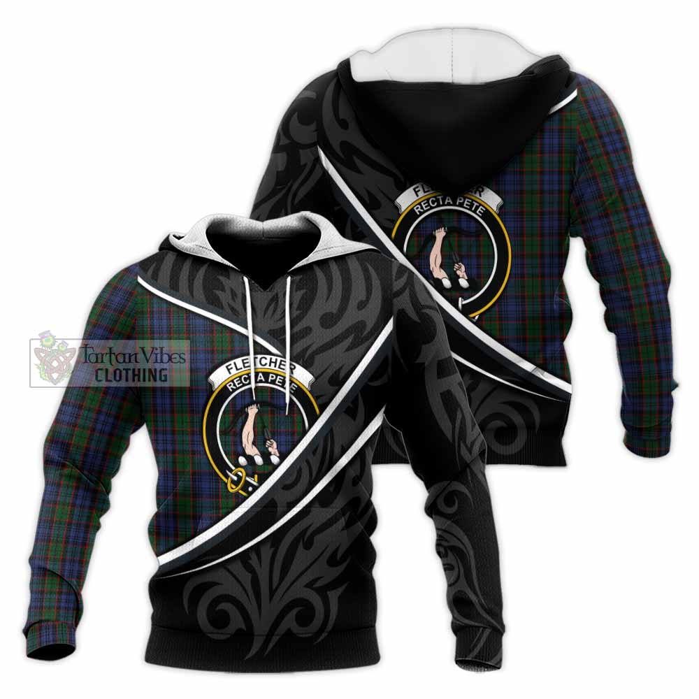 Fletcher Tartan Family Crest Knitted Hoodie Celtic Scottish Thistle Floral - Tartan Vibes Clothing