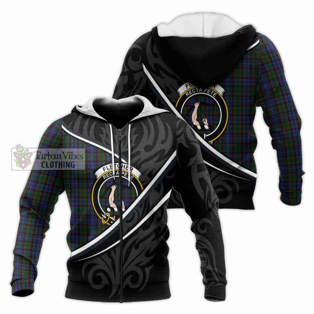 Fletcher Tartan Family Crest Knitted Hoodie Celtic Scottish Thistle Floral - Tartan Vibes Clothing