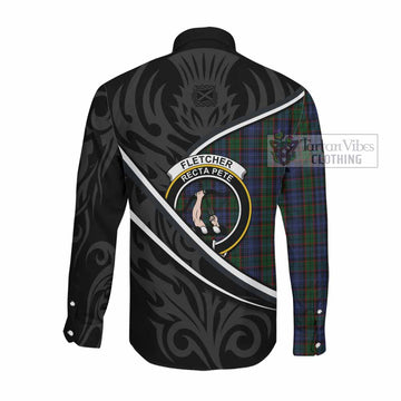 Fletcher Tartan Family Crest Long Sleeve Button Shirts Celtic Scottish Thistle Floral