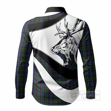 Fletcher Tartan Family Crest Long Sleeve Button Shirts Scottish Red Deer Curves Style