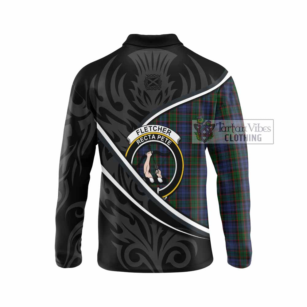 Fletcher Tartan Family Crest Long Sleeve Polo Shirt Celtic Scottish Thistle Floral - Tartan Vibes Clothing