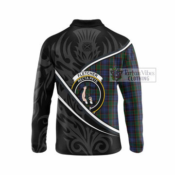 Fletcher Tartan Family Crest Long Sleeve Polo Shirt Celtic Scottish Thistle Floral