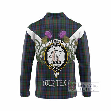 Fletcher Tartan Family Crest Long Sleeve Polo Shirt Scottish Burns Night Thistle Floral