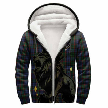 Fletcher Tartan Family Crest Sherpa Hoodie Crowned Lion Roaring