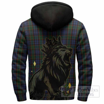 Fletcher Tartan Family Crest Sherpa Hoodie Crowned Lion Roaring