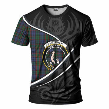 Fletcher Tartan Family Crest T-shirt Celtic Scottish Thistle Floral