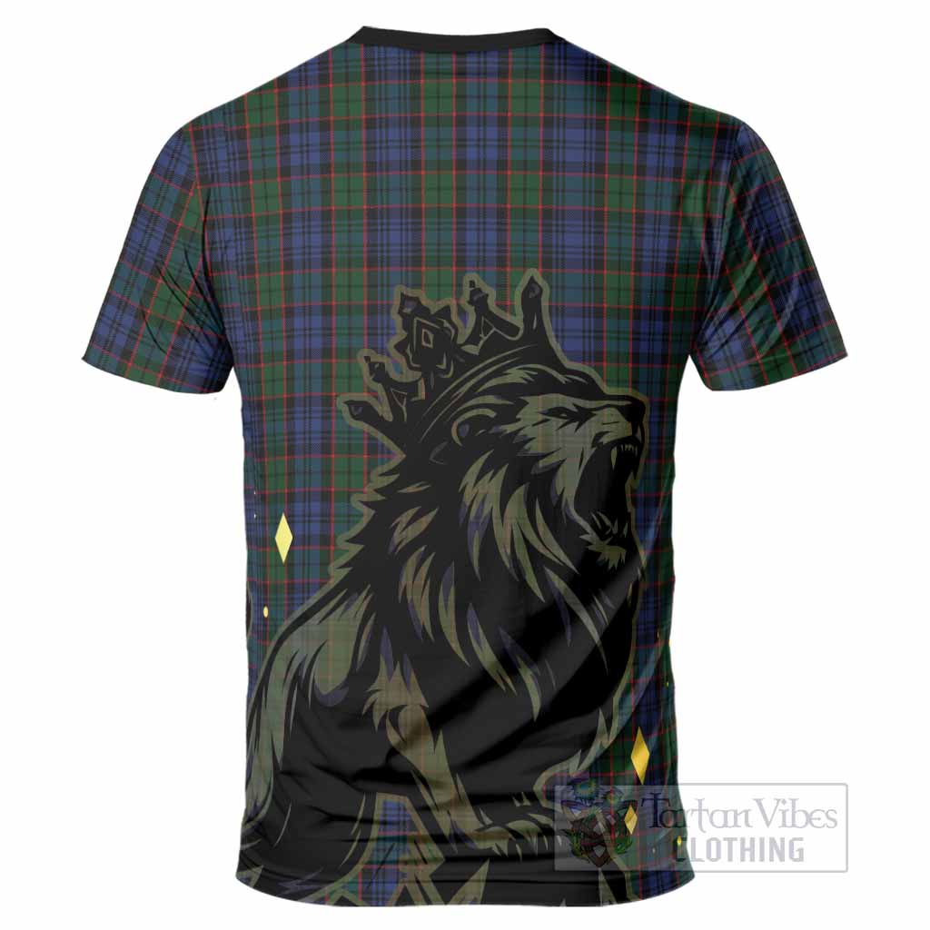 Fletcher Tartan Family Crest T-Shirt Crowned Lion Roaring