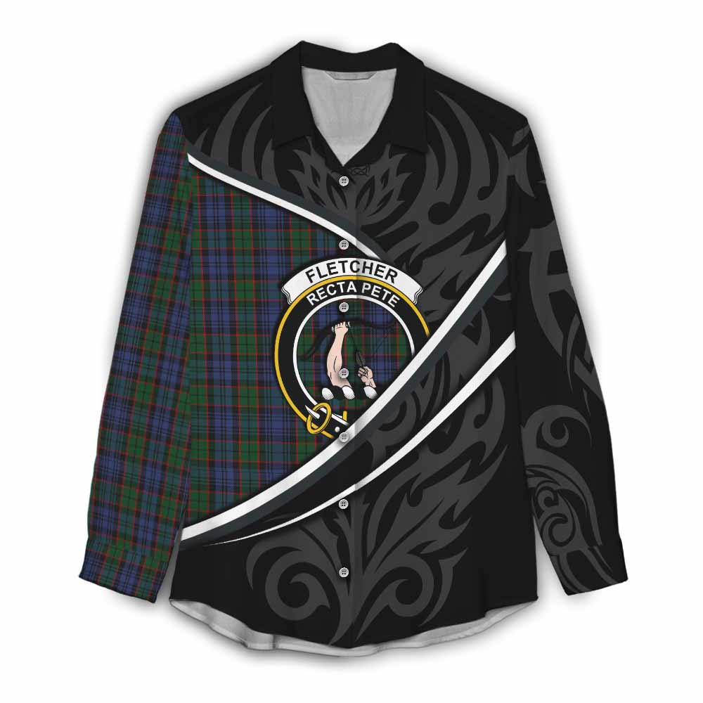 Fletcher Tartan Family Crest Women Casual Shirt Celtic Scottish Thistle Floral - Tartan Vibes Clothing