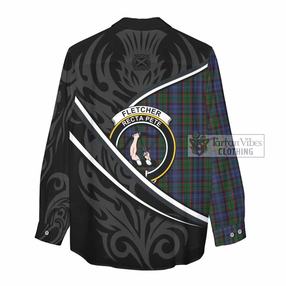Fletcher Tartan Family Crest Women Casual Shirt Celtic Scottish Thistle Floral - Tartan Vibes Clothing