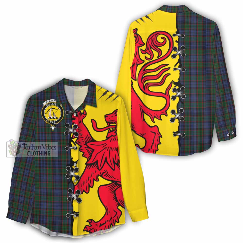 Fletcher Tartan Family Crest Women Casual Shirt Lion Rampant Honor - Tartan Vibes Clothing