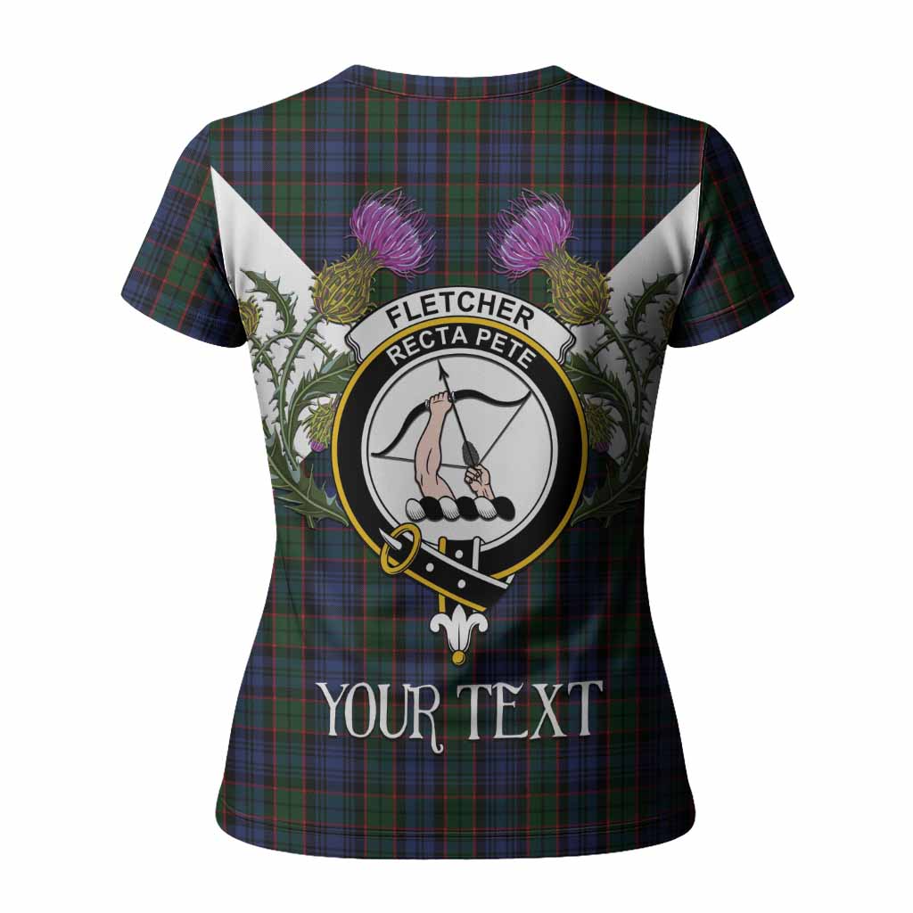 Fletcher Tartan Family Crest Women T shirt Scottish Burns Night Thistle Floral