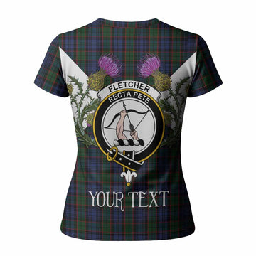 Fletcher Tartan Family Crest Women T shirt Scottish Burns Night Thistle Floral