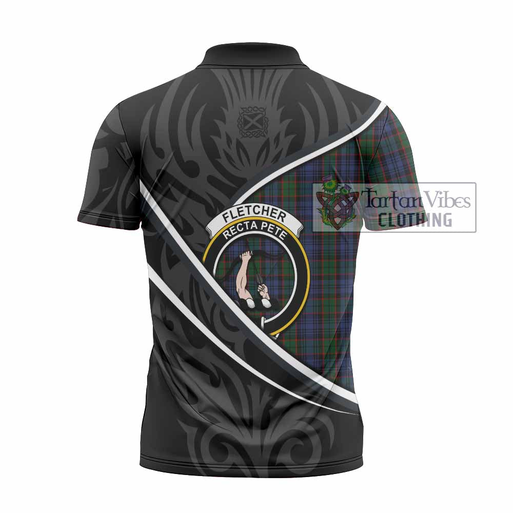 Fletcher Tartan Family Crest Zipper Polo Shirt Celtic Scottish Thistle Floral - Tartan Vibes Clothing
