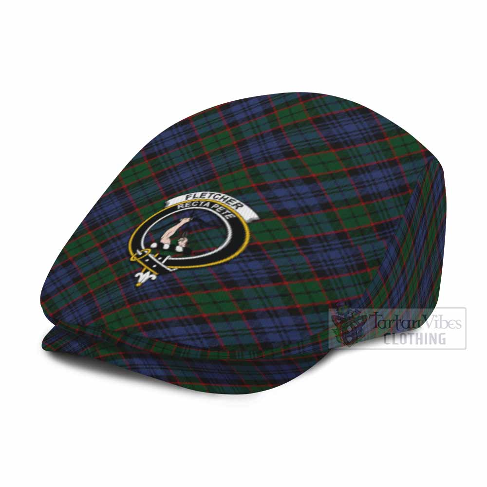 Fletcher Tartan Flat Cap, Jeff Cap Cross Style with Family Crest - Tartan Vibes Clothing