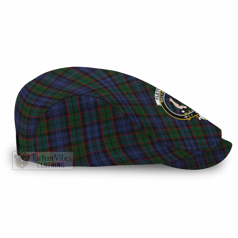 Fletcher Tartan Flat Cap, Jeff Cap Cross Style with Family Crest - Tartan Vibes Clothing