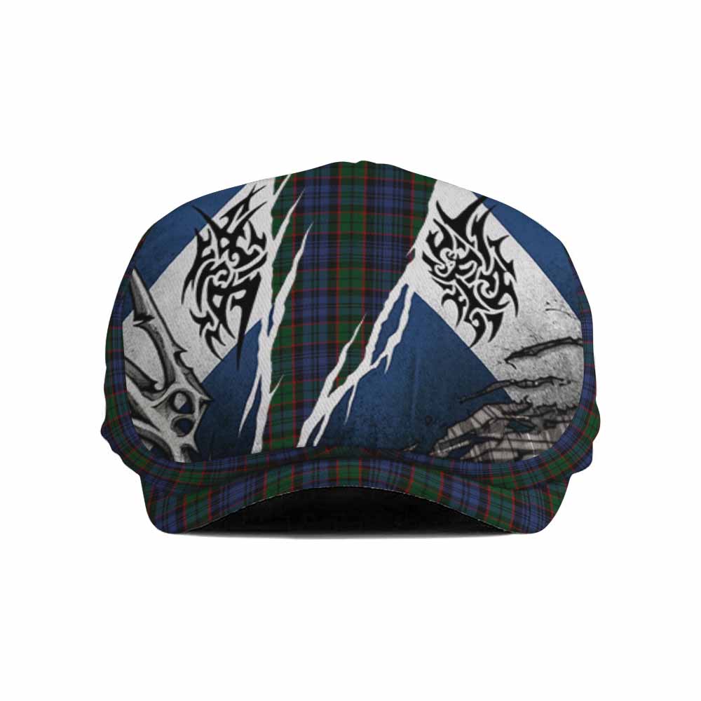 Fletcher Tartan Flat Cap, Jeff Cap Scotland Flag Ripped Tribal Design