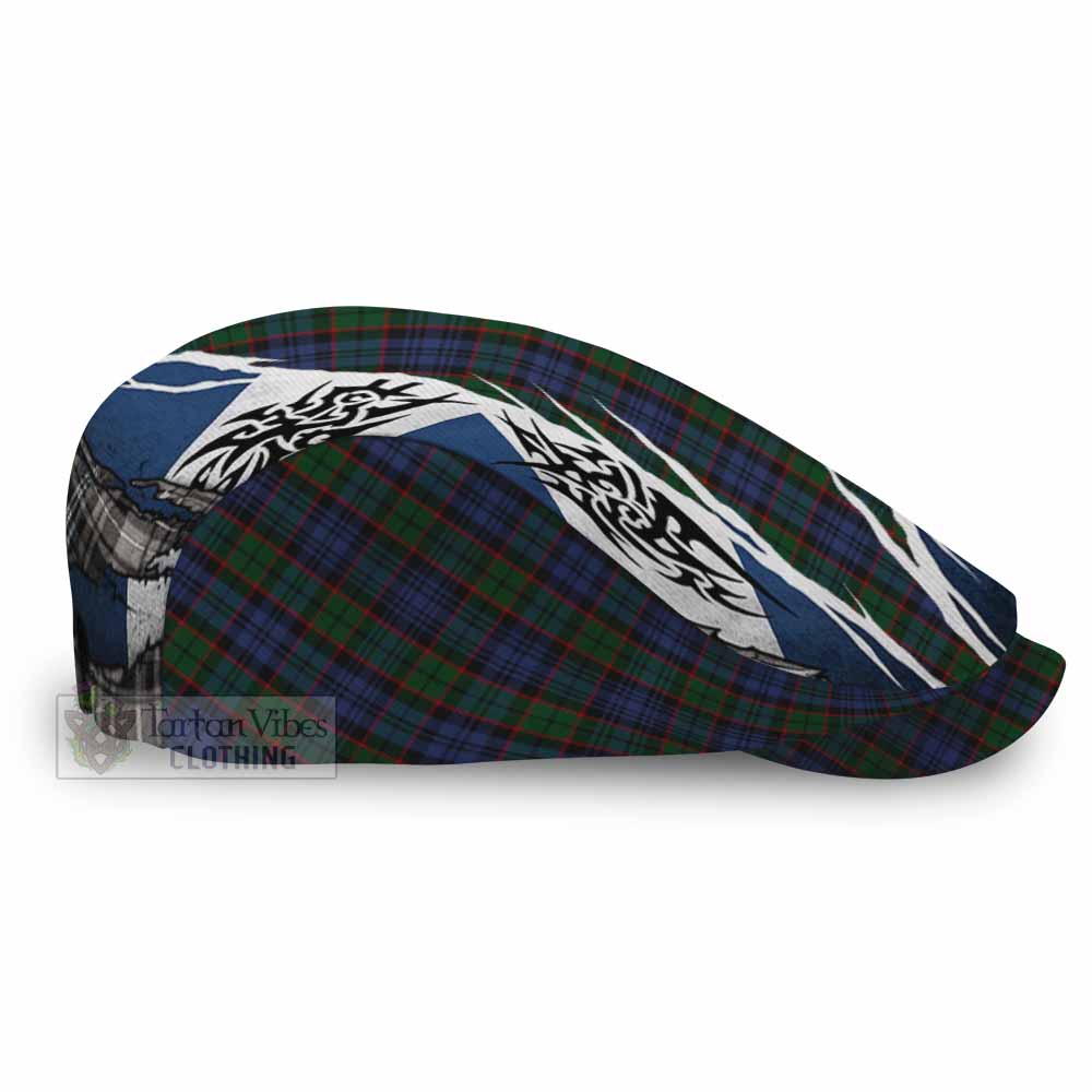 Fletcher Tartan Flat Cap, Jeff Cap Scotland Flag Ripped Tribal Design