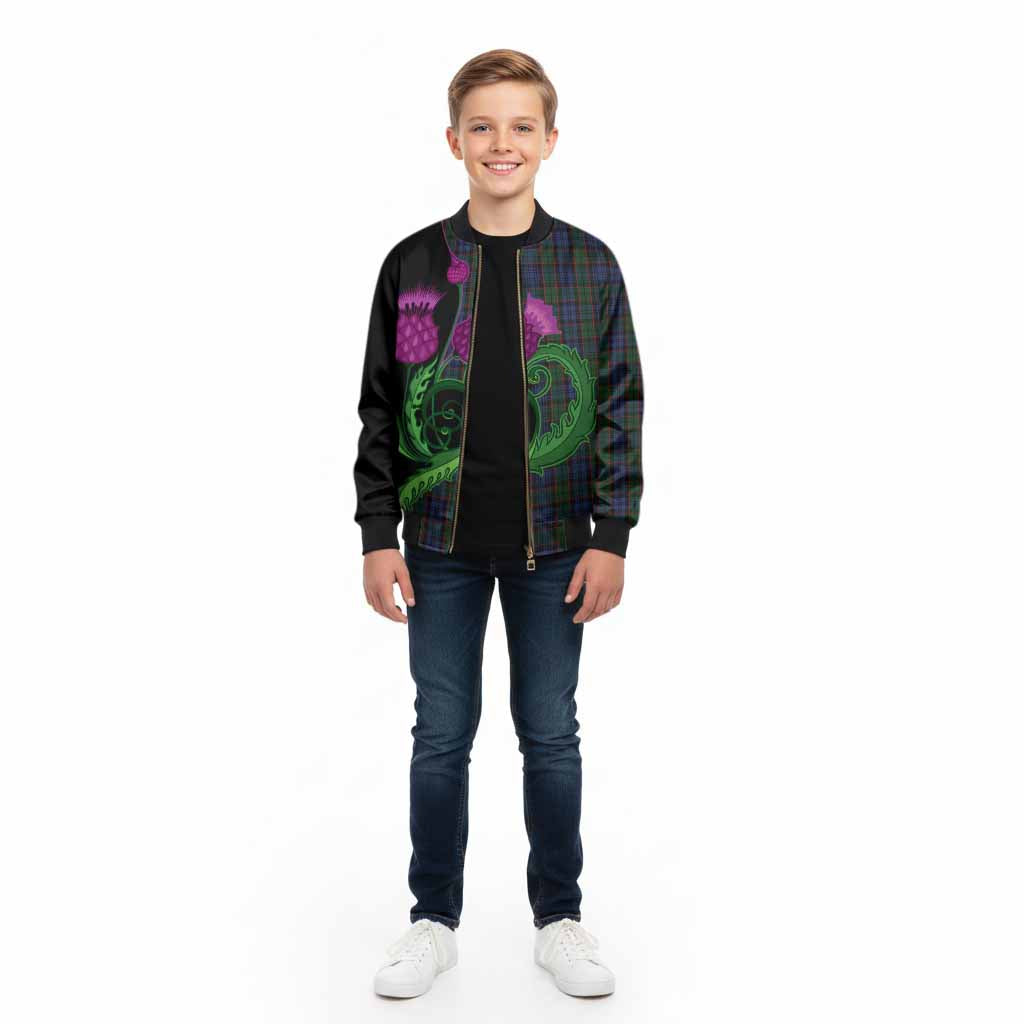 Fletcher Tartan Kid Bomber Jacket Traditional Scottish Thistle