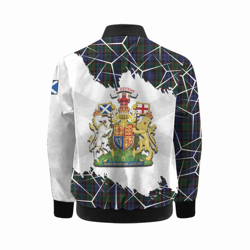 Fletcher Tartan Kid Bomber Jacket with Family Crest and Lion Rampant Grunge Style