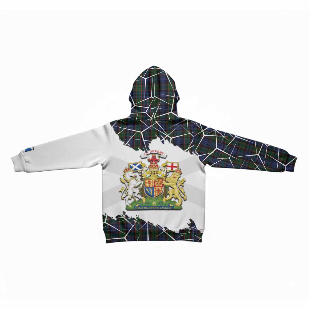 Fletcher Tartan Kid Hoodie with Family Crest and Lion Rampant Grunge Style
