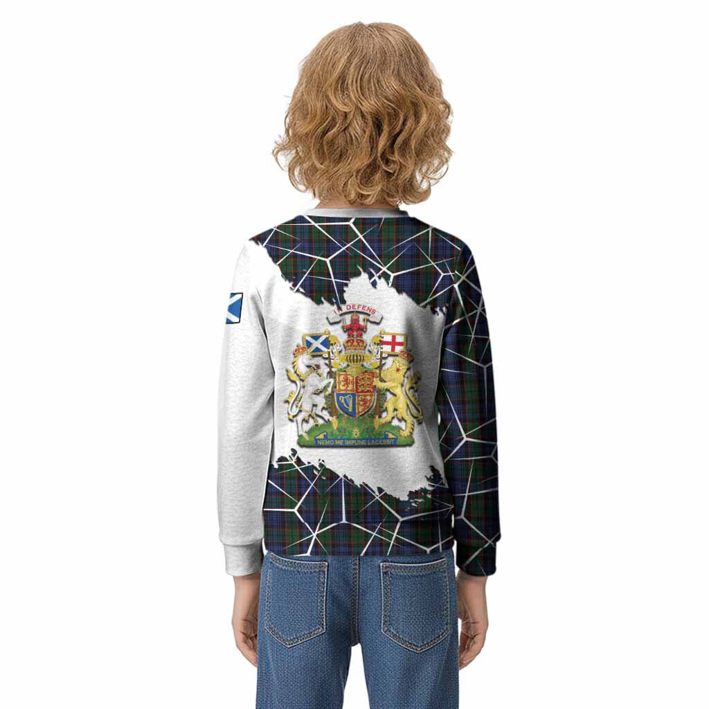 Fletcher Tartan Kid Knitted Sweatshirt with Family Crest and Lion Rampant Grunge Style