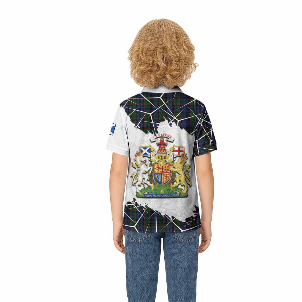 Fletcher Tartan Kid Polo Shirt with Family Crest and Lion Rampant Grunge Style