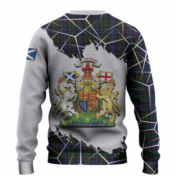 Fletcher Tartan Knitted Sweater with Family Crest and Lion Rampant Grunge Style