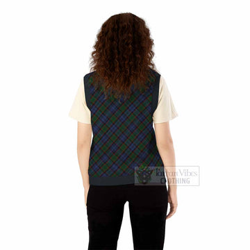 Fletcher Tartan Knitted V-Neck Vest with Family Crest Cross Style
