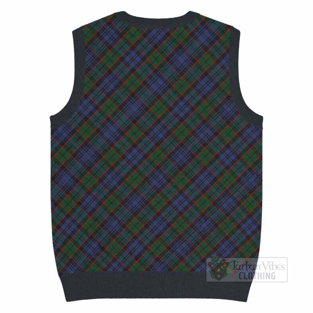 Fletcher Tartan Knitted V-Neck Vest with Family Crest Cross Style