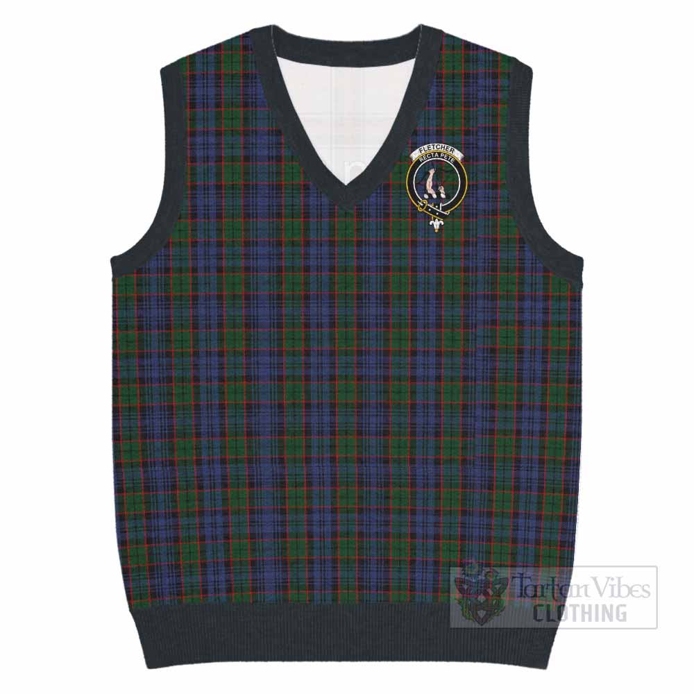 Fletcher Tartan Knitted V-Neck Vest with Family Crest - Tartan Vibes Clothing