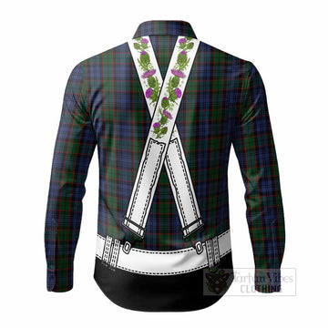 Fletcher Tartan Lederhosen Costume Long Sleeve Button Shirts Scotland Thistle Floral