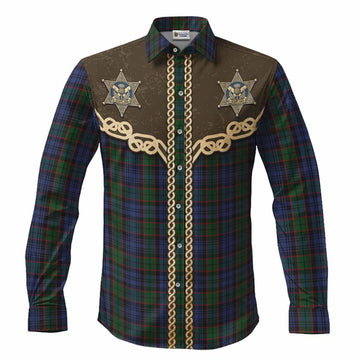 Fletcher Tartan Long Sleeve Button Shirts Bigfoot Riding The Kelpie Monster
