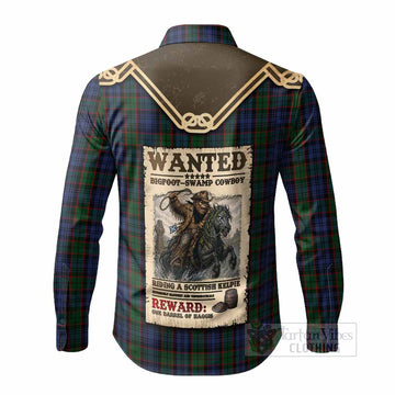 Fletcher Tartan Long Sleeve Button Shirts Bigfoot Riding The Kelpie Monster