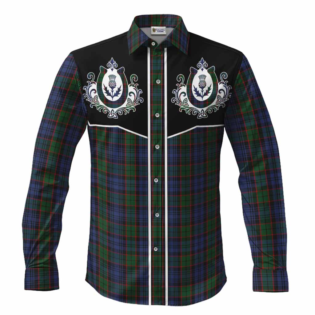 Fletcher Tartan Long Sleeve Button Shirts Horseshoe Ornament Men's Shirt S - Tartan Vibes Clothing
