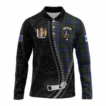 Fletcher Tartan Long Sleeve Polo Shirt New Zealand Pattern Unique Zipper Stylized
