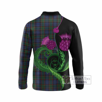 Fletcher Tartan Long Sleeve Polo Shirt Traditional Scottish Thistle