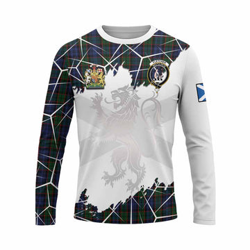 Fletcher Tartan Long Sleeve T-Shirt with Family Crest and Lion Rampant Grunge Style