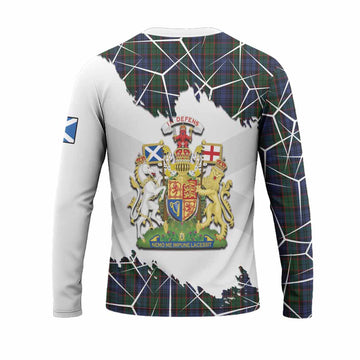 Fletcher Tartan Long Sleeve T-Shirt with Family Crest and Lion Rampant Grunge Style