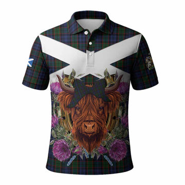 Fletcher Tartan Polo Shirt Scottish Thistle Heilan Coo