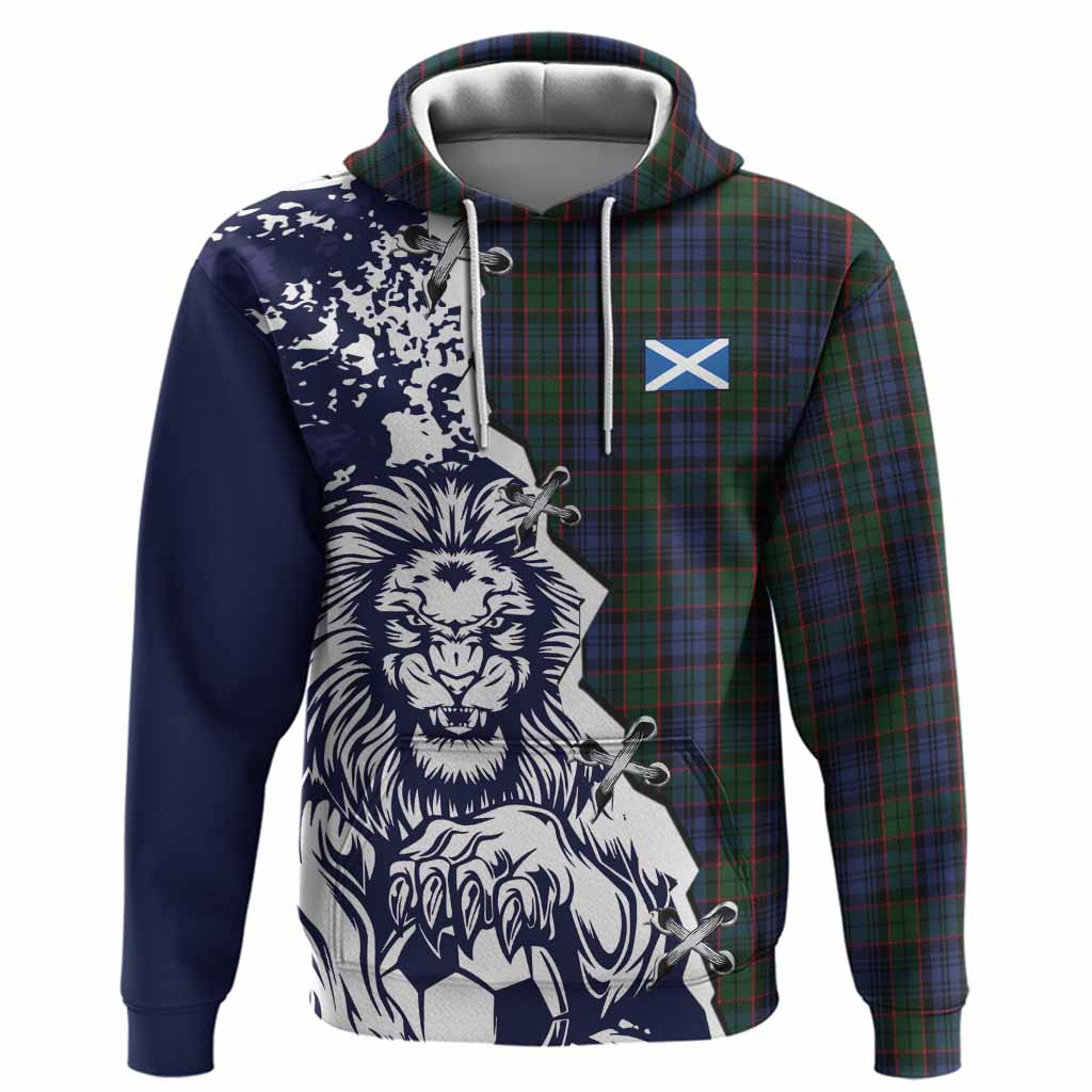 Fletcher Tartan Scottish Hoodie Angry Lion With Soccer Ball Style