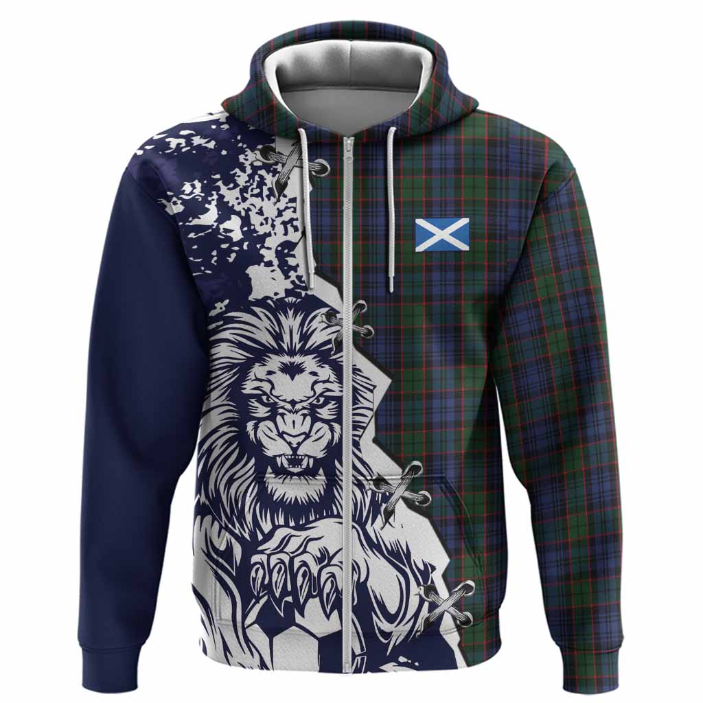 Fletcher Tartan Scottish Hoodie Angry Lion With Soccer Ball Style
