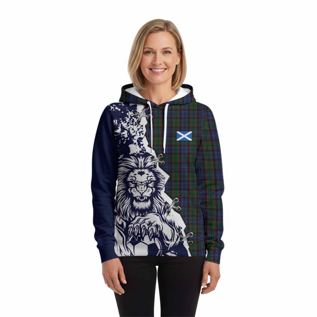 Fletcher Tartan Scottish Hoodie Angry Lion With Soccer Ball Style