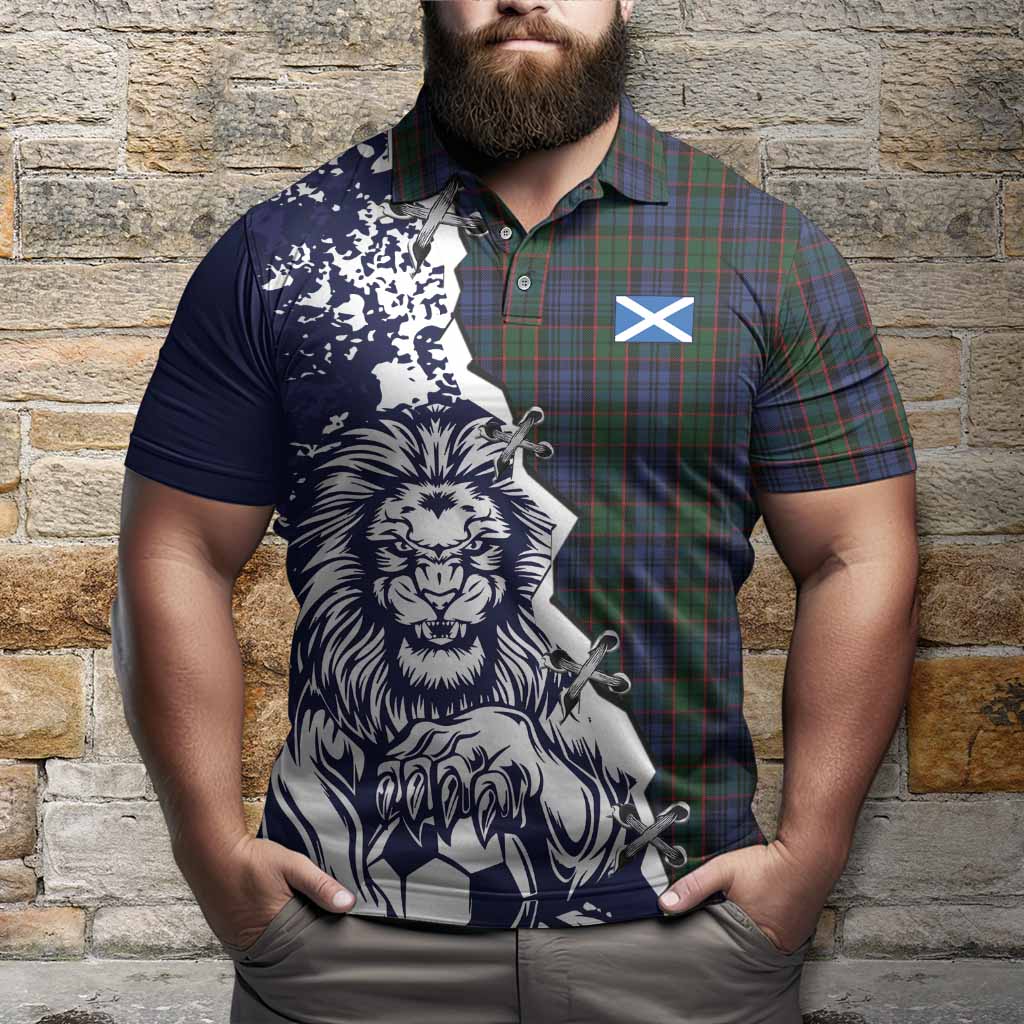 Fletcher Tartan Scottish Polo Shirt Angry Lion With Soccer Ball Style