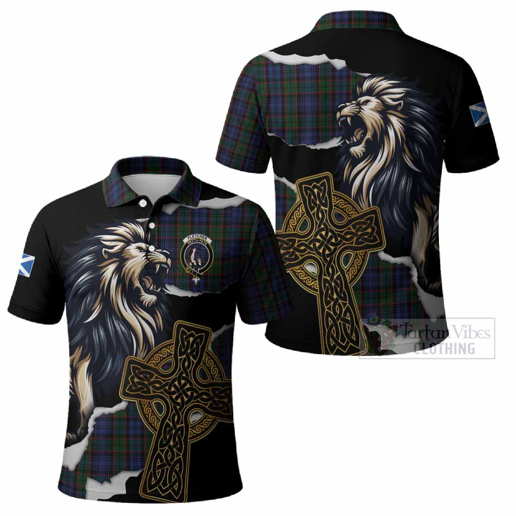 Fletcher Tartan Scottish Polo Shirt Lion Celtic Heritage