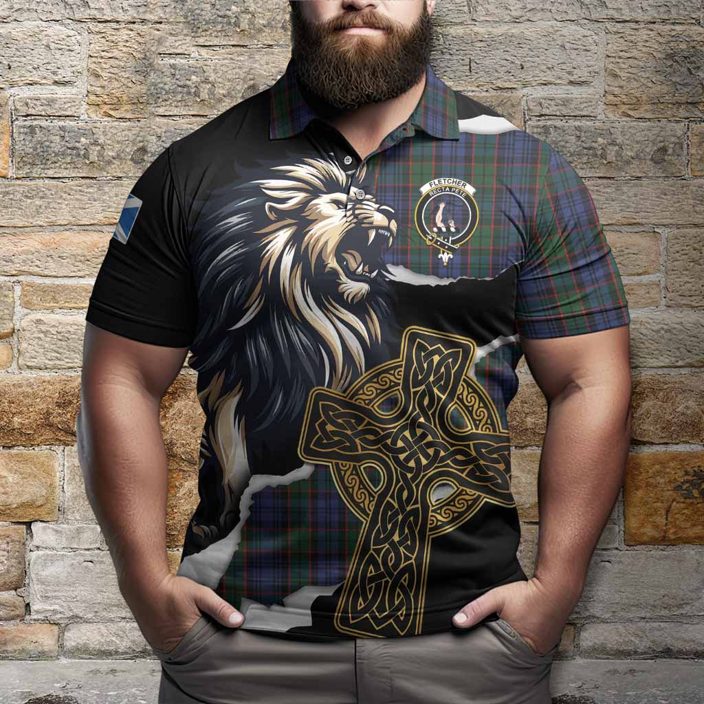 Fletcher Tartan Scottish Polo Shirt Lion Celtic Heritage