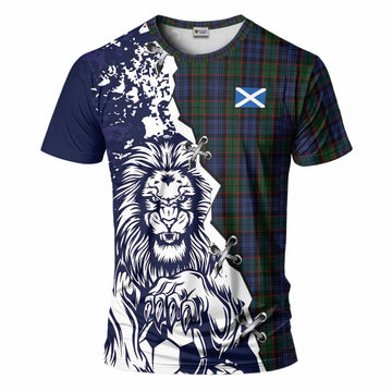 Fletcher Tartan Scottish T-Shirt Angry Lion With Soccer Ball Style